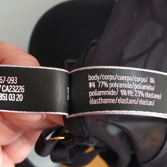 VS Victoria Secret Black Very Sexy Plunge Push Up Bra 32D Cage Crystal Strappy - Picture 10 of 12